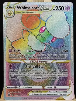 Pokemon TCG Whimsicott VSTAR Rainbow Secret Rare Card Brilliant Stars 175/172 - Image 1