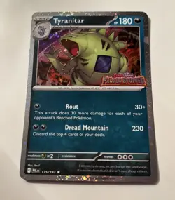 Tyranitar 135 Pokemon S&V Paldea Evolved Stamped Cosmos Holo Promo Card NM - Image 1
