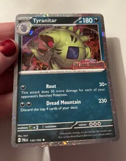 Tyranitar 135 Pokemon S&V Paldea Evolved Stamped Cosmos Holo Promo Card NM - Image 2