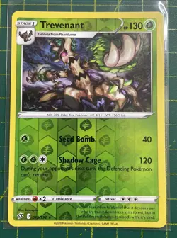 Pokemon TCG Trevenant Rebel Clash 015/192 Reverse Holo Rare Near Mint - Image 1