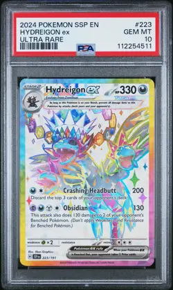 2024 POKEMON SSP EN-SURGING SPARKS ULTRA RARE #223 HYDREIGON EX PSA 10 - Image 1