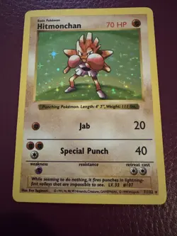 Hitmonchan 007/102 Base Set (Shadowless) Holo Rare Pokemon - Image 2