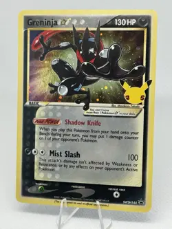 Pokemon Greninja Gold Star SWSH144 Celebrations Black Star Promo w/Swirl 🌀 - Image 1