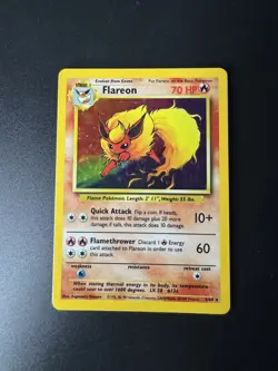 Pokemon TCG Flareon Jungle 3/64 Unlimited Holo Rare *No Symbol Error Front NM - Image 1