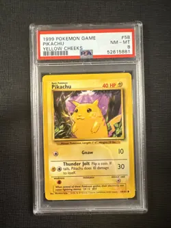 1999 POKEMON GAME PIKACHU YELLOW CHEEKS #58 PSA 8 - Image 1