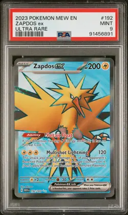 PSA 9 MINT Pokemon TCG Scarlet Violet 151 ZAPDOS EX Ultra Rare 192/165 Full Art - Image 1