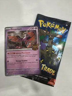 Pokemon TCG Trick Or Trade 2024 Fezandipiti #96/167 Cosmos Rare+ 1 Free Pack - Image 1