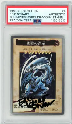 PSA Eric Stuart Signed JPN Bandai Blue Eyes White Dragon 1st Gen Yu-Gi-Oh! TCG - Image 1