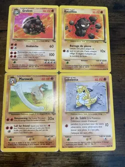 Pokemon TCG Lot 1st Generation (4 Cards) Grolem Racaillou Marowak Sabelette - Image 1