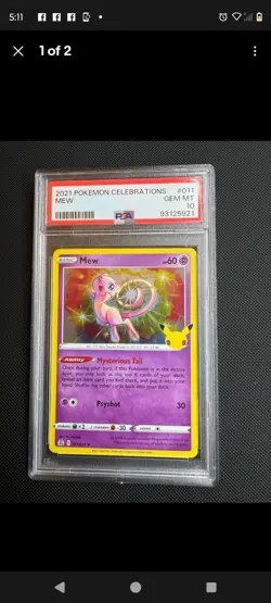 Pokemon Celebrations Mew Holo Card PSA 10 011/025 Graded TCG - Image 1