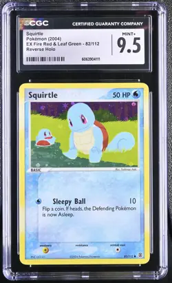 CGC 9.5 Squirtle EX Fire Red & Leaf Green 82/112 Reverse Holo Pokemon Card - Image 1