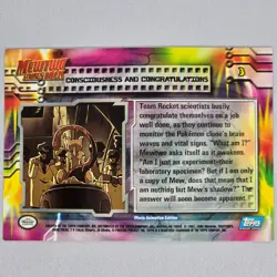 Consciousness And Congratulations 3 Blue Label Mewtwo Vintage Pokemon Topps Card - Image 2