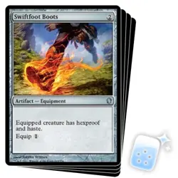 SWIFTFOOT BOOTS X4 Commander 2013 Magic MTG MINT CARD - Image 1
