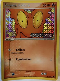 Slugma Deoxys 74/107 Reverse Holographic Pokemon Card Fermi Bubbles Grading C- - Image 1