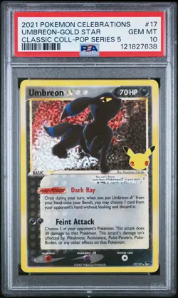 2021 POKEMON CELEBRATIONS CLASSIC COLL #17 UMBREON-GOLD STAR PSA 10 - Image 1