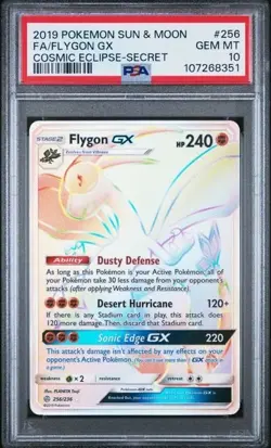 FLYGON GX #256/236 PSA 10 Pokemon 2019 Rainbow HOLO Secret Cosmic Eclipse 8351 - Image 1