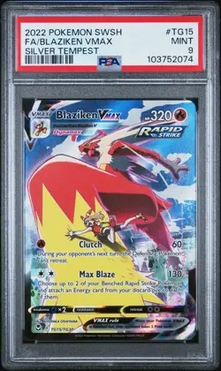 2022 POKEMON SWORD & SHIELD SILVER TEMPEST #TG15 FULL ART/BLAZIKEN VMAX PSA 9 - Image 1