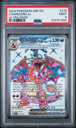 2023 POKEMON OBF EN-OBSIDIAN FLAMES ULTRA RARE #215 CHARIZARD EX PSA 9 - Image 1