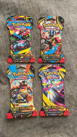 Pokemon TCG Mega Evolutions Sleeved Booster Pack Set (Lot Of 4) Complete Arts - Image 1