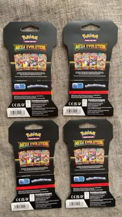 Pokemon TCG Mega Evolutions Sleeved Booster Pack Set (Lot Of 4) Complete Arts - Image 2