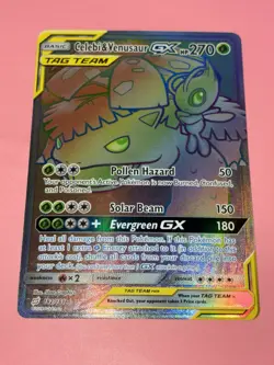 2019 Pokemon SM Team Up Celebi & Venusaur GX Secret 182/181 Rainbow Rare Holo NM - Image 1