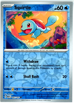 Pokemon TCG Squirtle 007/165 SV 151 Cosmos Reverse Holo SQUARE CUT FACTORY ERROR - Image 1