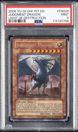 2008 YU-GI-OH! LODT-LIGHT OF DESTRUCTION 1ST ED #EN026 JUDGMENT DRAGON PSA 9 - Image 1
