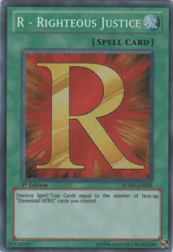 1x (LP) R - Righteous Justice - RYMP-EN025 - Secret Rare - 1st Edition YuGiOh - Image 1