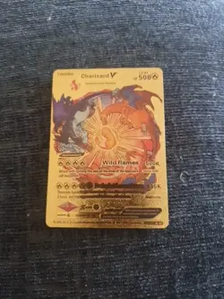 ❄Pokemon Charizard V Evolution 508HP Gold Foil Fan Art Card SMP 26-43 V2 - Image 1