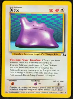 Ditto 1999 Vintage WotC Regular Rare Fossil Pokemon Card 18/62 (NM) - Image 1