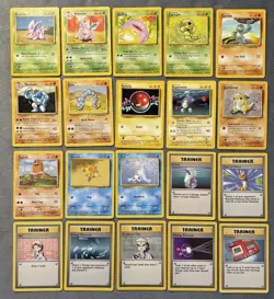 Vintage Pokemon Cards Base Set Onix Machop Staryu Seel Professor Oak Diglett +++ - Image 1