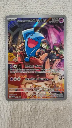 Team Rocket's Wobbuffet 203 Destined Rivals ETB Promo Card Holo - NM Condition - Image 1