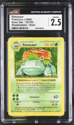 CGC 2.5 Venusaur 1999 Base Set 15/102 Shadowless Holo Pokemon Card - Image 1