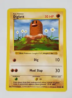 SHADOWLESS BASE SET DIGLETT VINTAGE 1999 47/102 Pokemon Card Game Rare Original - Image 1