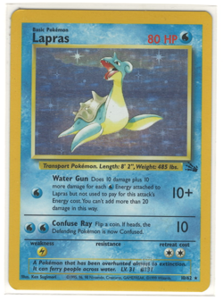 Lapras Holo - Fossil Set 10/62 - Vintage Pokemon Card - WOTC 1999 - LP - Image 1