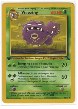 Weezing 1st Edition 45/62 LP - Fossil Set Vintage Pokemon Card - Image 1