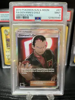 Pokemon TCG Giovanni's Exile Trainer Full Art Card 67/68 Hidden Fates PSA 9 - Image 1