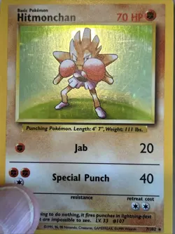 Pokemon TCG Hitmonchan Unlimited Rare Holo Card Base Set 007/102 - Image 4