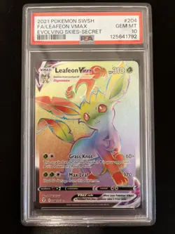 Leafeon VMAX PSA 10 English Pokemon Card 204/203 Evolving Skies 2021 Secret Rare - Image 1