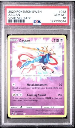 2020 Pokemon Sword & Shield Vivid Voltage ZACIAN 082 Holo PSA 10 GEM MINT QTY - Image 1