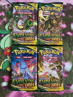 Pokemon TCG Evolving Skies Pokemon TCG Booster Packs Complete Art Set (4 Packs) - Image 1