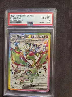 Gem Mint 10 Pokemon Flygon ex 222/191 Sv08: Surging Sparks Holo - Image 1