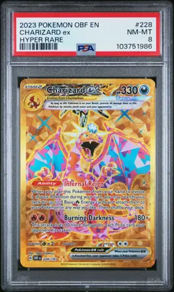 2023 POKEMON OBF EN-OBSIDIAN FLAMES HYPER RARE #228 CHARIZARD EX PSA 8 - Image 1