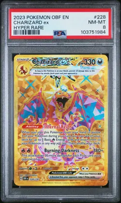 2023 POKEMON OBF EN-OBSIDIAN FLAMES HYPER RARE #228 CHARIZARD EX PSA 8 - Image 1