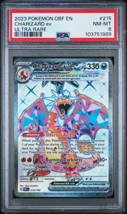 2023 POKEMON OBF EN-OBSIDIAN FLAMES ULTRA RARE #215 CHARIZARD EX PSA 8 - Image 1