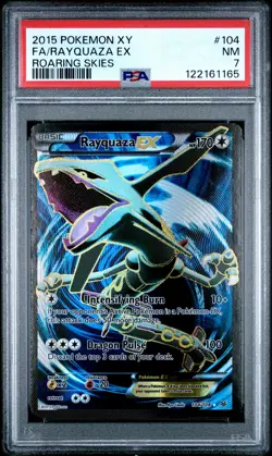 2015 POKEMON XY ROARING SKIES #104 FULL ART/RAYQUAZA EX PSA 7 - Image 1