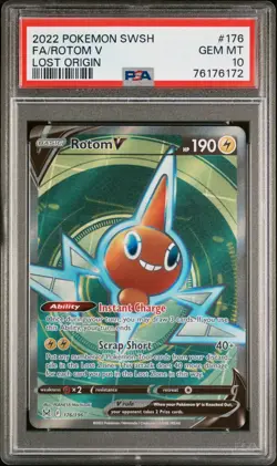 POKEMON 2022 Lost Origin Full Art ROTOM V #176 PSA 10 Gem Mint RARE - Image 1