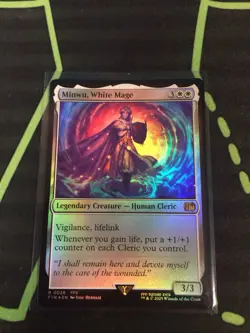 MTG Magic The Gathering Minwu, White Mage Foil FIN Rare Final Fantasy Commander - Image 1