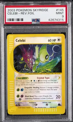 2003 POKEMON SKYRIDGE #145 CELEBI-REVERSE FOIL PSA 9 - Image 1