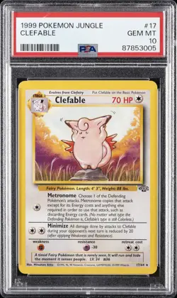 1999 POKEMON JUNGLE #17 CLEFABLE PSA 10 - Image 1
